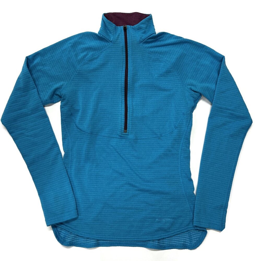 Patagonia Capilene 4 Expedition Weight Zip Neck Top Womens Small Blue Shirt
